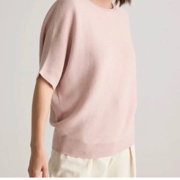 Quince Dolman Sweater Crew Cotton Cashmere Link Stitch Sugar Stone Sz M - Picture 4 of 16